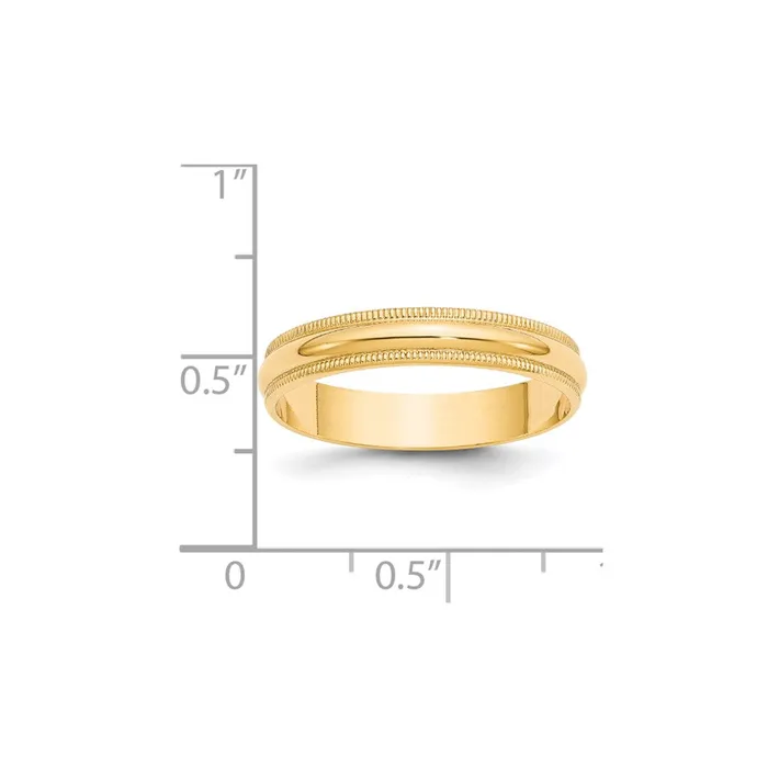 Solid 10K Yellow Gold 4mm Light Weight Milgrain Half Round MensWomens Wedding Band Ring Size 9 Goldia Rings