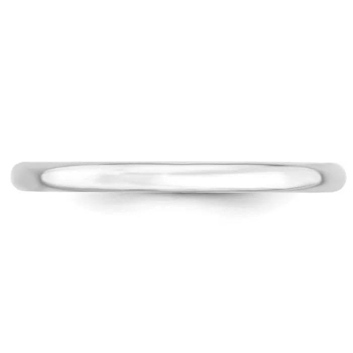 Solid 14K White Gold 2mm Light Weight Comfort Fit MensWomens Wedding Band Ring Size 85 Goldia Rings
