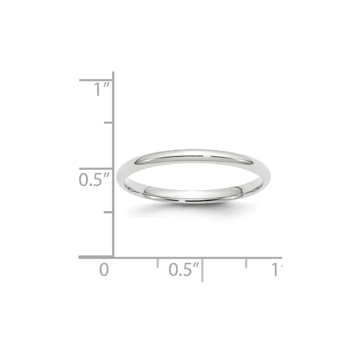 Solid 14K White Gold 2mm Light Weight Comfort Fit MensWomens Wedding Band Ring Size 85 Goldia Rings