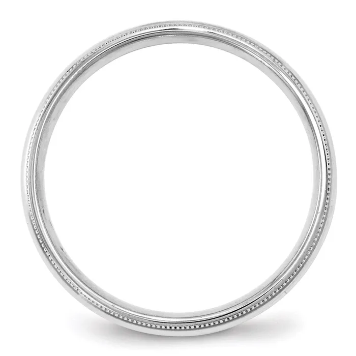 Solid 14K White Gold 4mm Milgrain Comfort Fit MensWomens Wedding Band Ring Size 95 Goldia Rings