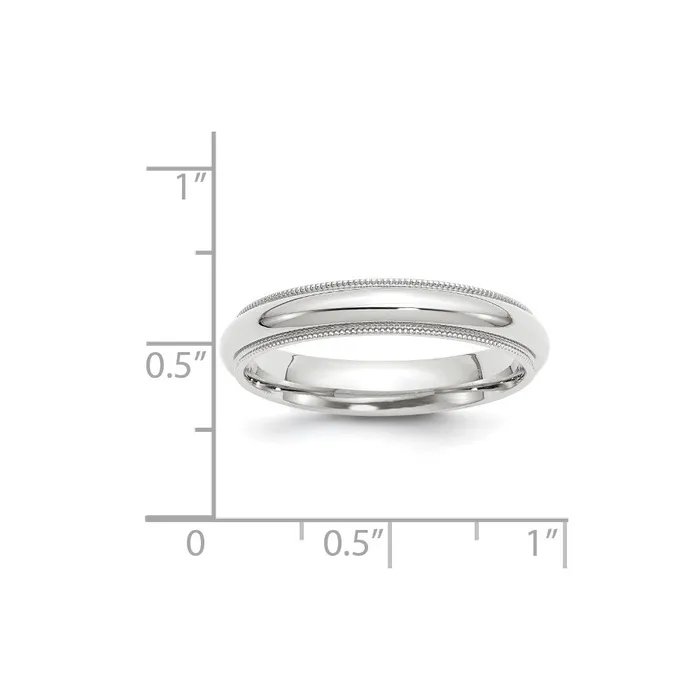 Solid 14K White Gold 4mm Milgrain Comfort Fit MensWomens Wedding Band Ring Size 95 Goldia Rings