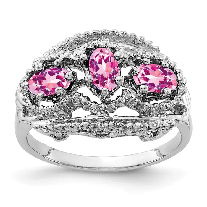 Solid 14k White Gold 5x3mm Oval PinK Simulated Sapphire Ring Goldia Rings Solid 14k White Gold 5x3mm Oval PinK Simulated Sapphire Ring Goldia Rings