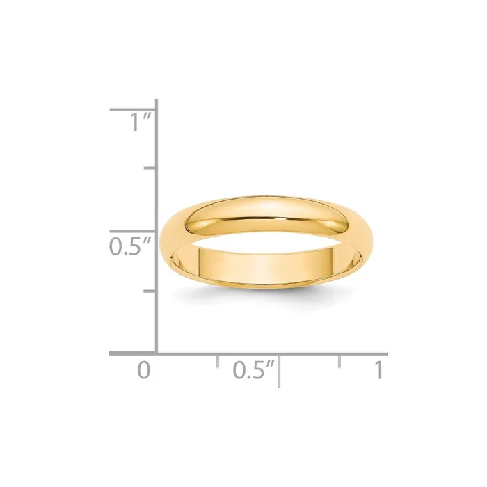 Solid 14K Yellow Gold 4mm HalfRound Wedding MensWomens Wedding Band Ring Size 8 Goldia Rings