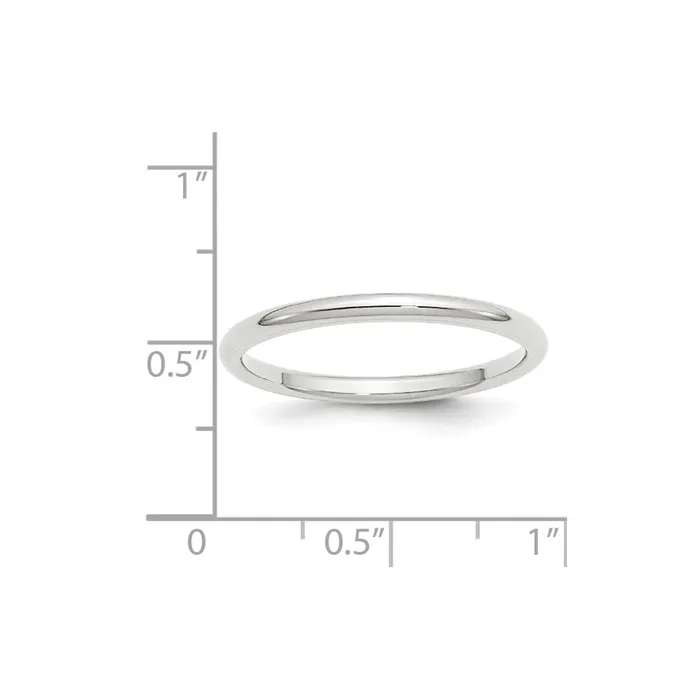 Solid 18K White Gold 2mm Standard Comfort Fit MensWomens Wedding Band Ring Size 115 Goldia Rings
