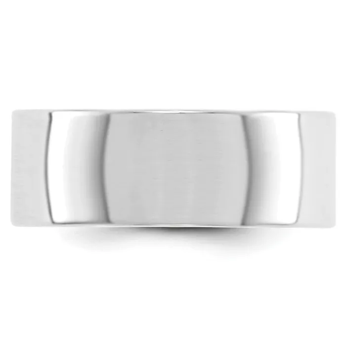 Solid 18K White Gold 8mm Light Weight Flat MensWomens Wedding Band Ring Size 9 Goldia Rings