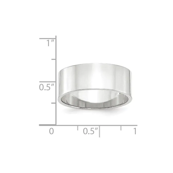 Solid 18K White Gold 8mm Light Weight Flat MensWomens Wedding Band Ring Size 9 Goldia Rings