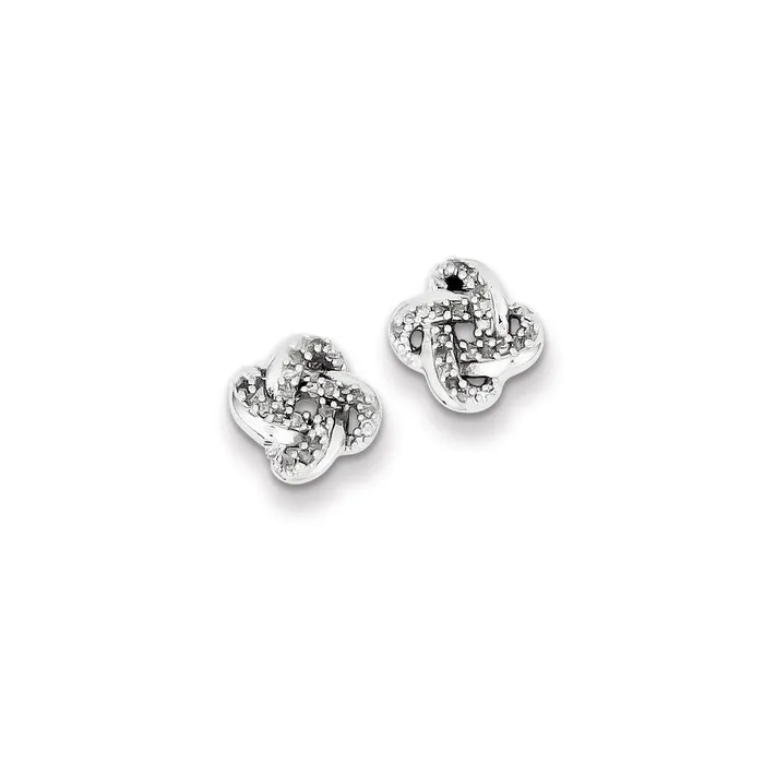 Sterling Silver Diamond Knot Post Earrings Goldia Earrings