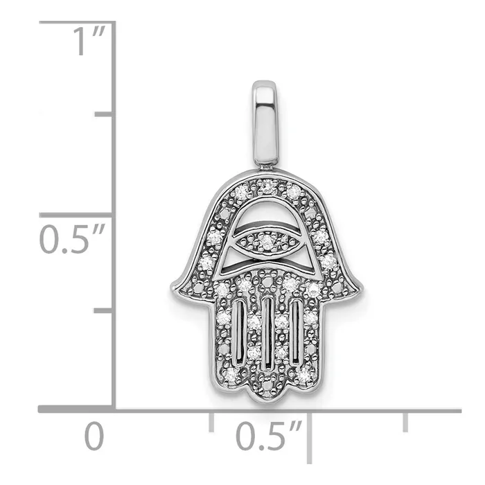 Sterling Silver Rhodium 02ct Blk u0026 Wht Dia Reverible Hamsa Pendant Goldia Necklaces