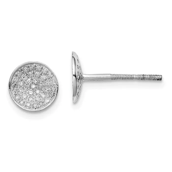 Sterling Silver Rhodium Diamond Round Shaped Screwback Post Earrings Goldia Earrings Sterling Silver Rhodium Diamond Round Shaped Screwback Post Earrings Goldia Earrings