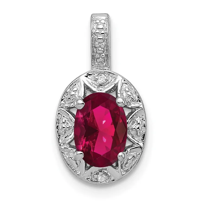 Sterling Silver Rhodiumplated Diamond u0026 Created Ruby Pendant Goldia Necklaces Sterling Silver Rhodiumplated Diamond u0026 Created Ruby Pendant Goldia Necklaces