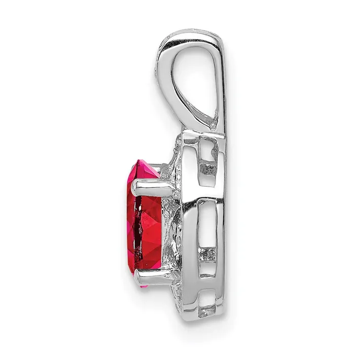 Sterling Silver Rhodiumplated Diamond u0026 Created Ruby Pendant Goldia Necklaces