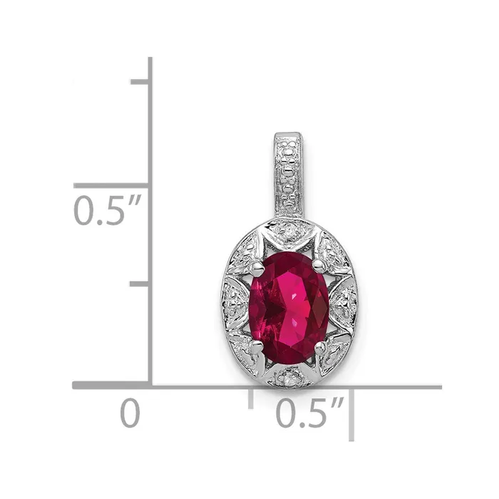 Sterling Silver Rhodiumplated Diamond u0026 Created Ruby Pendant Goldia Necklaces
