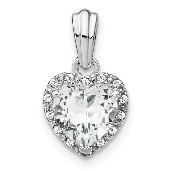 Sterling Silver White Topaz and Real Diamond Pendant Goldia Necklaces
