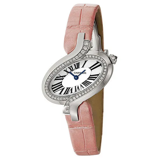 Watches JMS always Original Cartier Delices Silver Dial 18kt White Gold Diamond Pink Leather Ladies Watch WG Watches JMS always Original Cartier Delices Silver Dial 18kt White Gold Diamond Pink Leather Ladies Watch WG