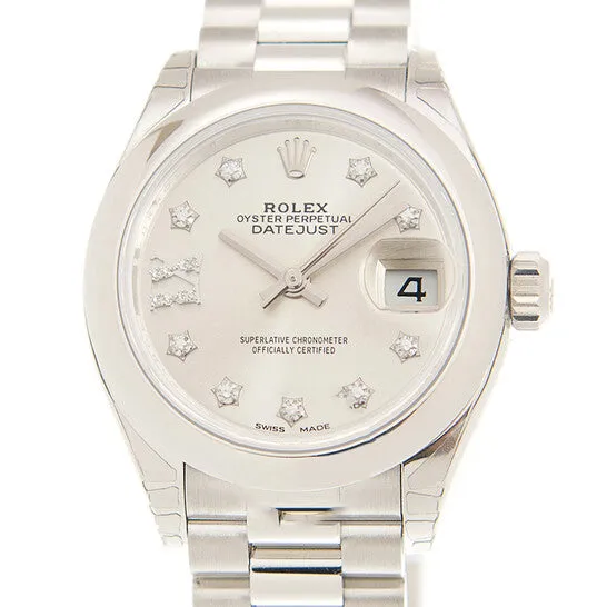 Watches JMS always Original Rolex LadyDatejust 28 Silver Dial Platinum President Automatic Ladies Watch 279166SRDP Watches JMS always Original Rolex LadyDatejust 28 Silver Dial Platinum President Automatic Ladies Watch 279166SRDP