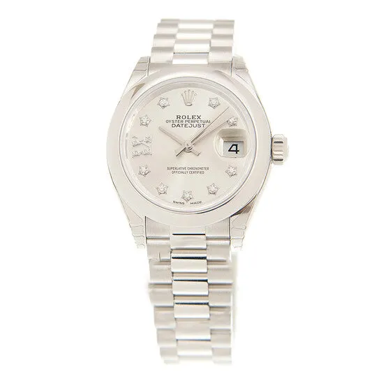 Watches JMS always Original Rolex LadyDatejust 28 Silver Dial Platinum President Automatic Ladies Watch 279166SRDP