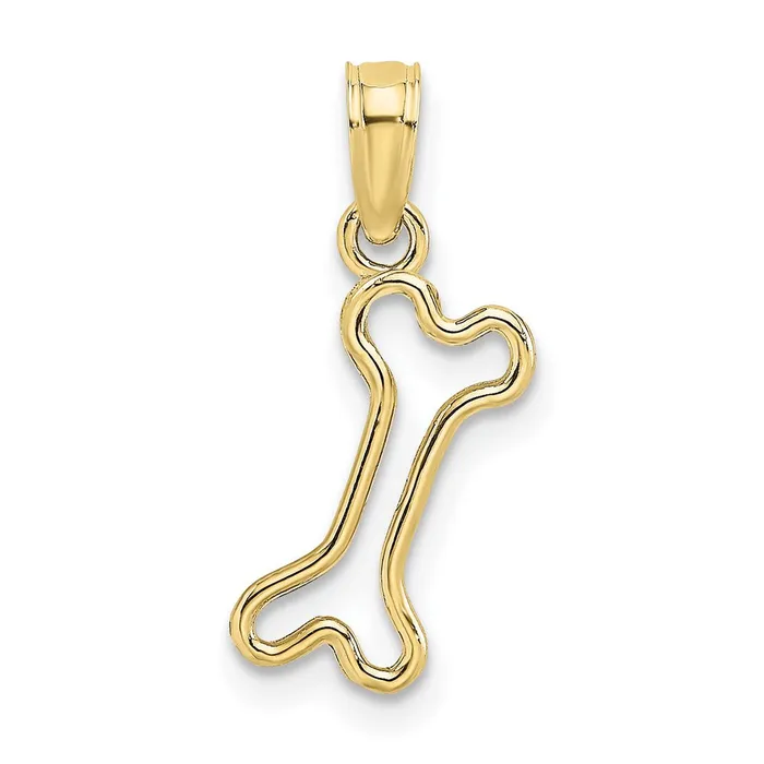 10K CutOut Polished Mini Dog Bone Charm TreasureFineJewelers Charm Necklaces 10K CutOut Polished Mini Dog Bone Charm TreasureFineJewelers Charm Necklaces