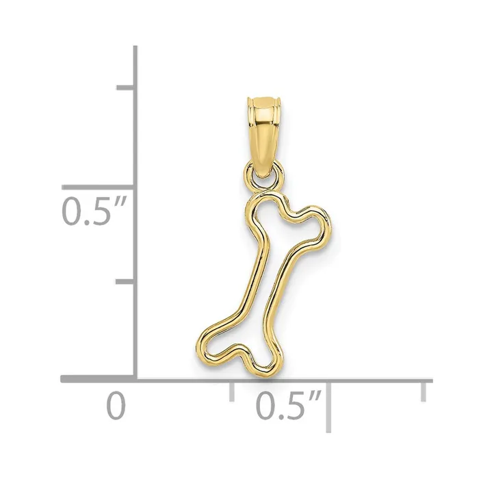 10K CutOut Polished Mini Dog Bone Charm TreasureFineJewelers Charm Necklaces