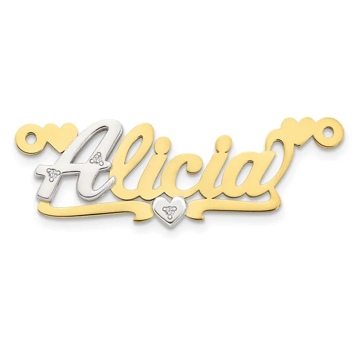10K Twotone 3D with Hearts Diamond Name Plate TreasureFineJewelers Rings 10K Twotone 3D with Hearts Diamond Name Plate TreasureFineJewelers Rings