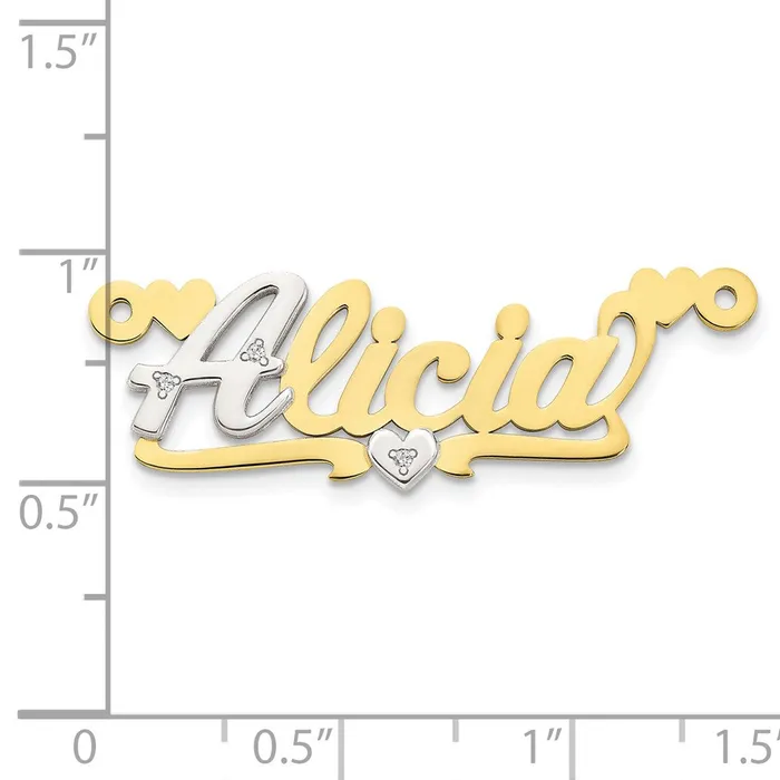 10K Twotone 3D with Hearts Diamond Name Plate TreasureFineJewelers Rings