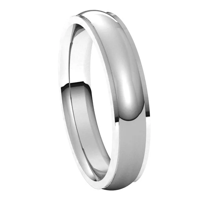10K White Gold 4 mm Half Round Edge Comfort Fit Wedding Band TreasureFineJewelers Rings