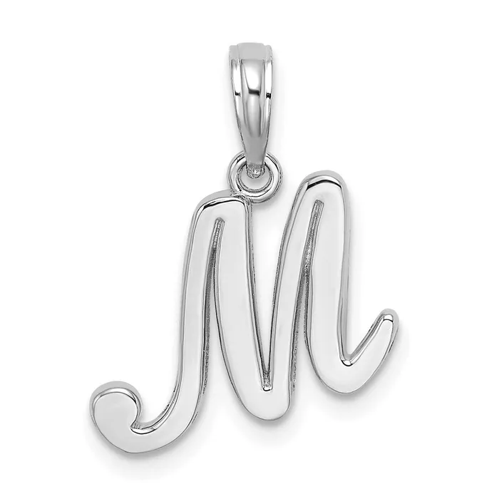 10K White Gold Polished M Script Initial Charm TreasureFineJewelers Charm Necklaces 10K White Gold Polished M Script Initial Charm TreasureFineJewelers Charm Necklaces