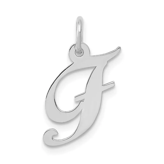 10k White Gold Small Fancy Script Initial F Charm TreasureFineJewelers Charm Necklaces 10k White Gold Small Fancy Script Initial F Charm TreasureFineJewelers Charm Necklaces