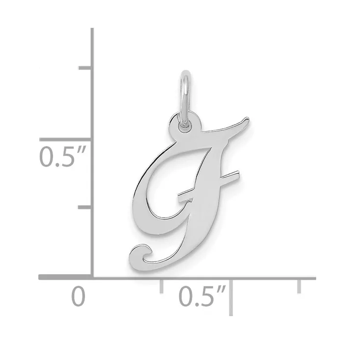 10k White Gold Small Fancy Script Initial F Charm TreasureFineJewelers Charm Necklaces