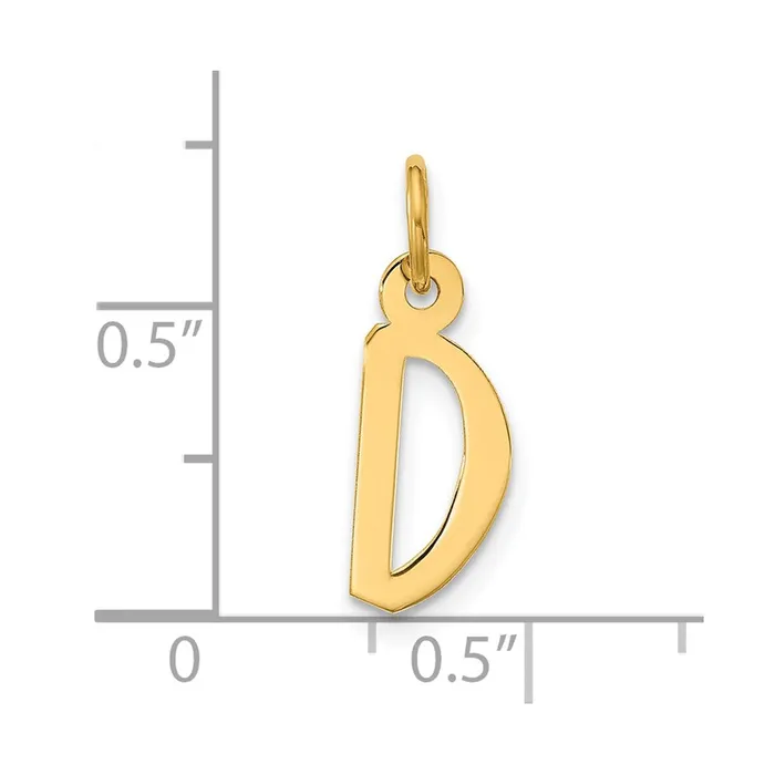 10k Yellow Gold Large Slanted Block Initial D Charm TreasureFineJewelers Charm Necklaces
