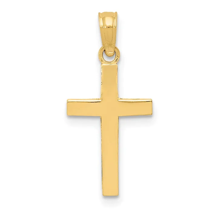 14k Beveled Cross Charm TreasureFineJewelers Charm Necklaces