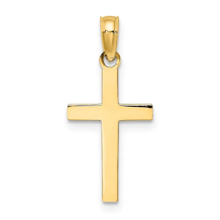 14k Beveled Cross Charm TreasureFineJewelers Charm Necklaces