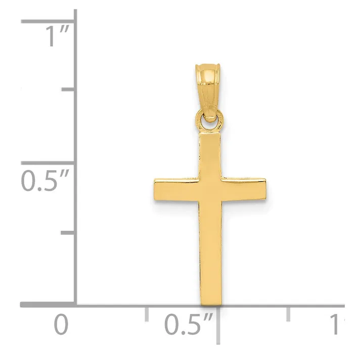 14k Beveled Cross Charm TreasureFineJewelers Charm Necklaces