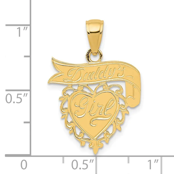 14k DADDYS GIRL Heart Pendant TreasureFineJewelers Necklaces