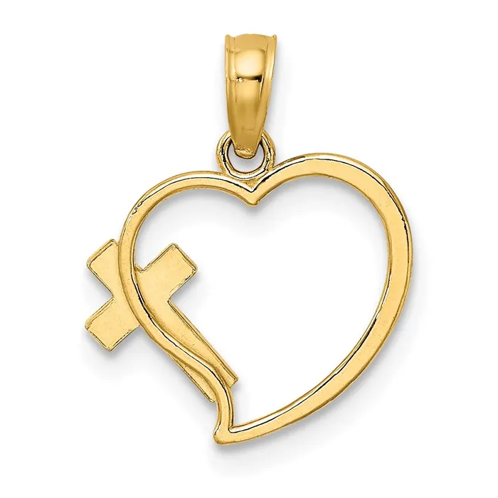 14K Enamel Cross and Heart Charm TreasureFineJewelers Charm Necklaces