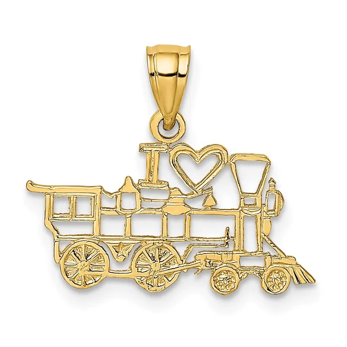 14k I LOVE TRAINS Charm TreasureFineJewelers Charm Necklaces