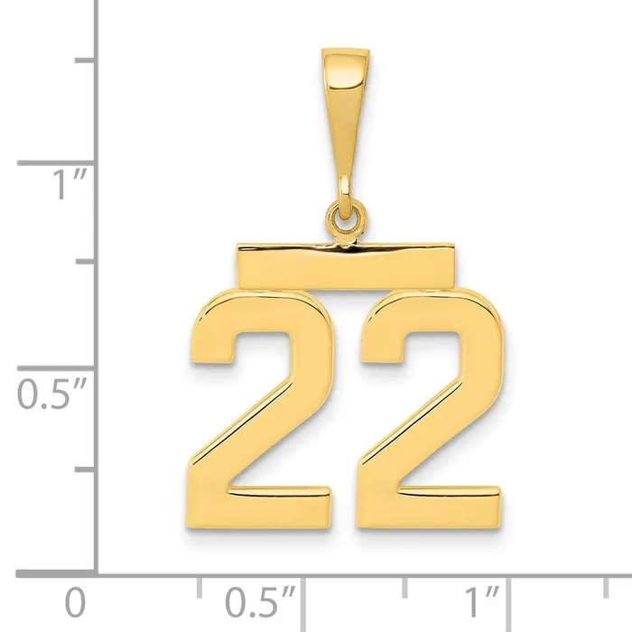 14k Medium Polished Number 22 Charm TreasureFineJewelers Charm Necklaces