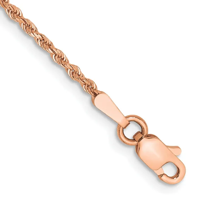 14k Rose Gold 175mm DC Rope Chain Anklet TreasureFineJewelers Necklaces