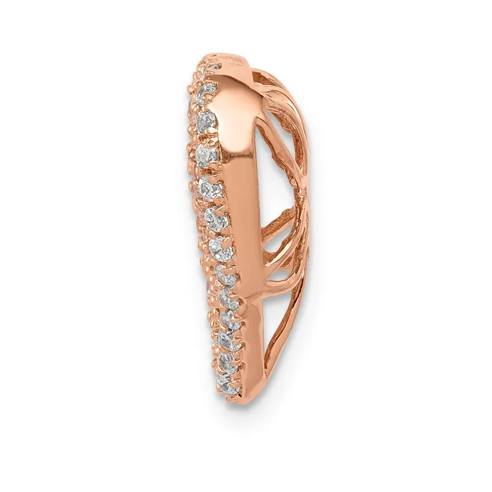 14k Rose Gold Diamond and Pink Sapphire Vintage Heart Chain Slide TreasureFineJewelers Necklaces