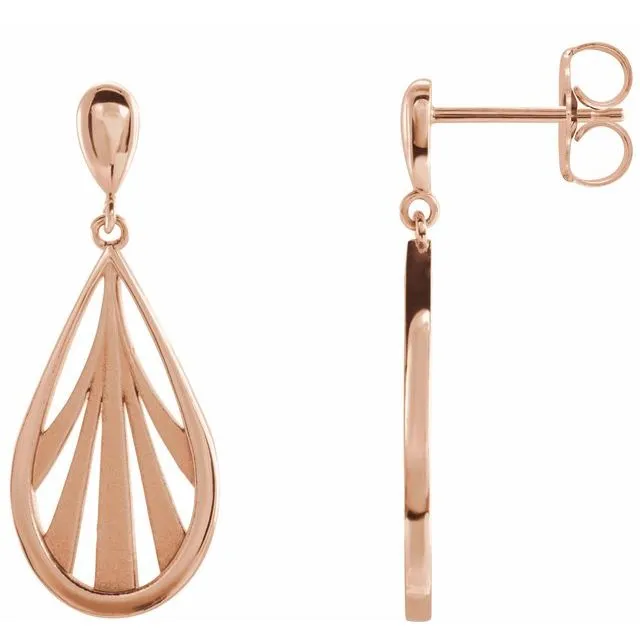 14K Rose Gold Geometric Dangle Earrings TreasureFineJewelers Earrings