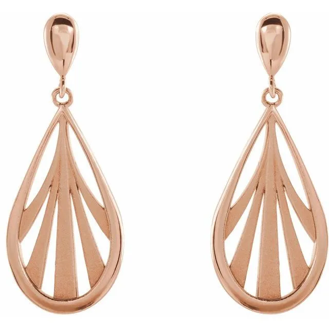 14K Rose Gold Geometric Dangle Earrings TreasureFineJewelers Earrings