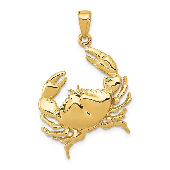 14k Stone Crab with Claw Extended Pendant TreasureFineJewelers Necklaces 14k Stone Crab with Claw Extended Pendant TreasureFineJewelers Necklaces