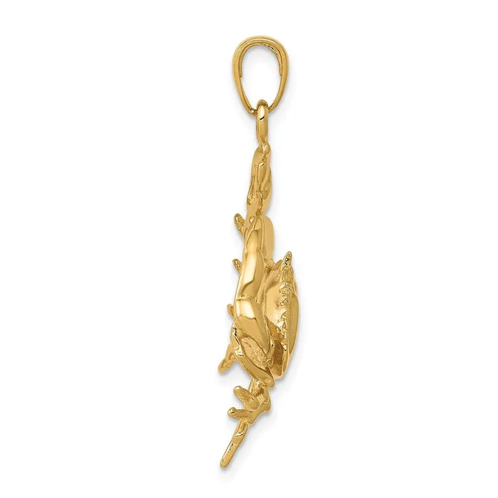 14k Stone Crab with Claw Extended Pendant TreasureFineJewelers Necklaces