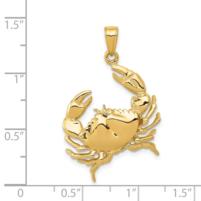 14k Stone Crab with Claw Extended Pendant TreasureFineJewelers Necklaces