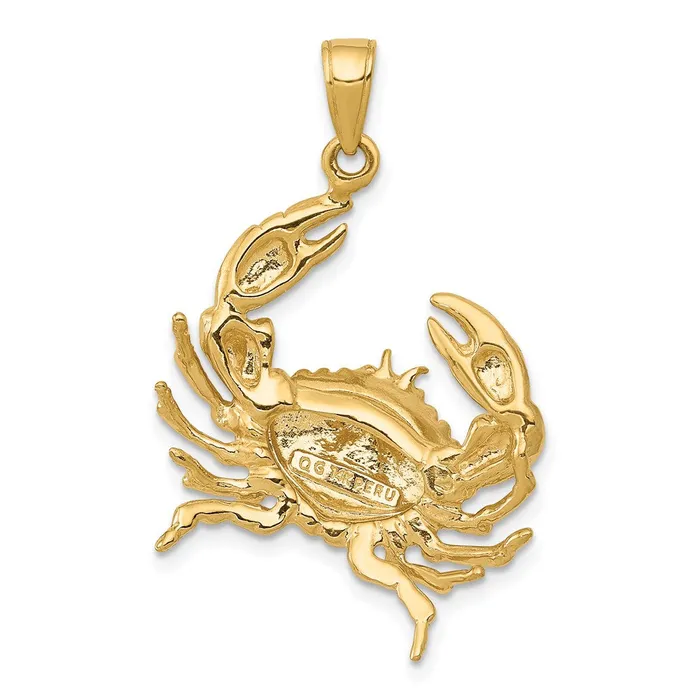 14k Stone Crab with Claw Extended Pendant TreasureFineJewelers Necklaces