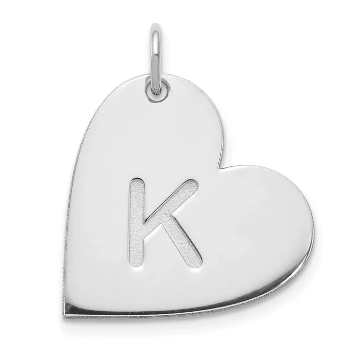 14K White Gold Initial Heart Charm TreasureFineJewelers Charm Necklaces