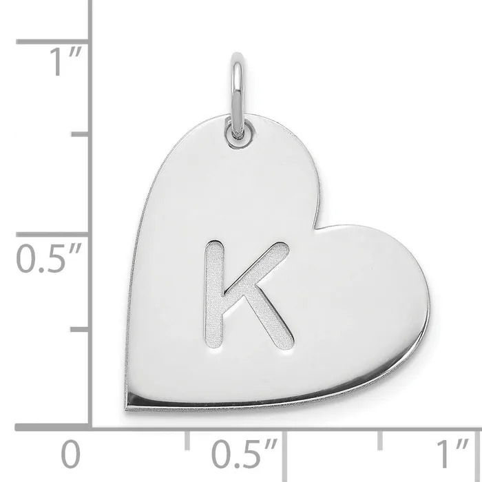 14K White Gold Initial Heart Charm TreasureFineJewelers Charm Necklaces