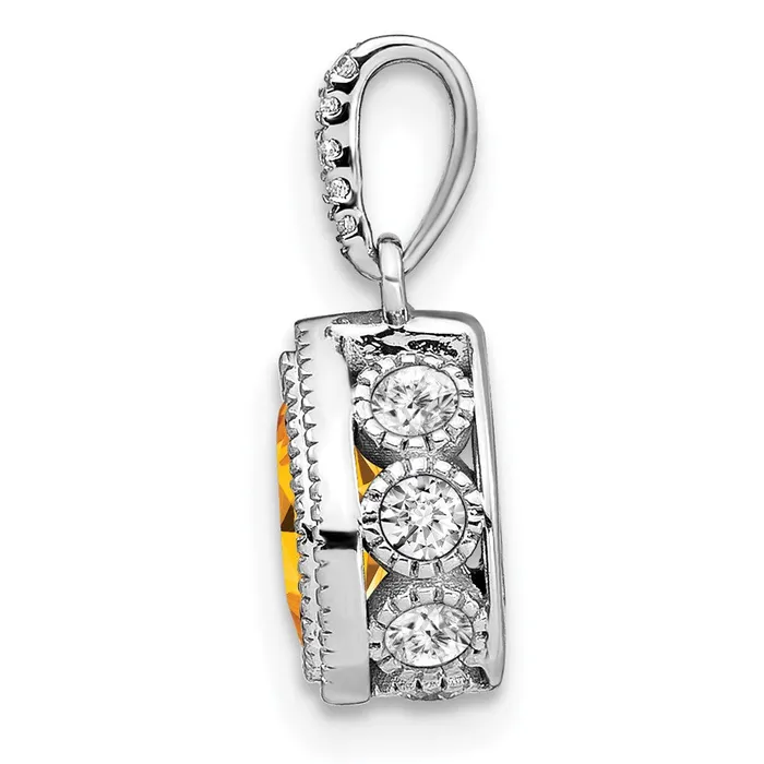 14k White Gold Pear Citrine and Diamond Pendant TreasureFineJewelers Necklaces