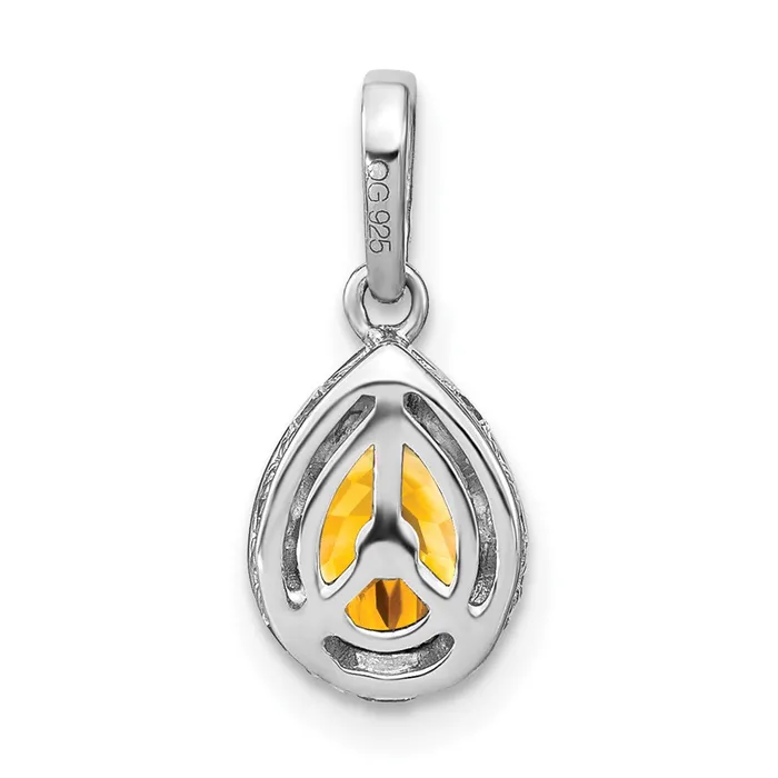 14k White Gold Pear Citrine and Diamond Pendant TreasureFineJewelers Necklaces