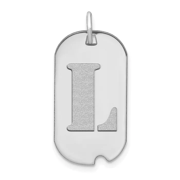 14k White Gold Polished Letter L Initial Dog Tag Pendant TreasureFineJewelers Necklaces 14k White Gold Polished Letter L Initial Dog Tag Pendant TreasureFineJewelers Necklaces