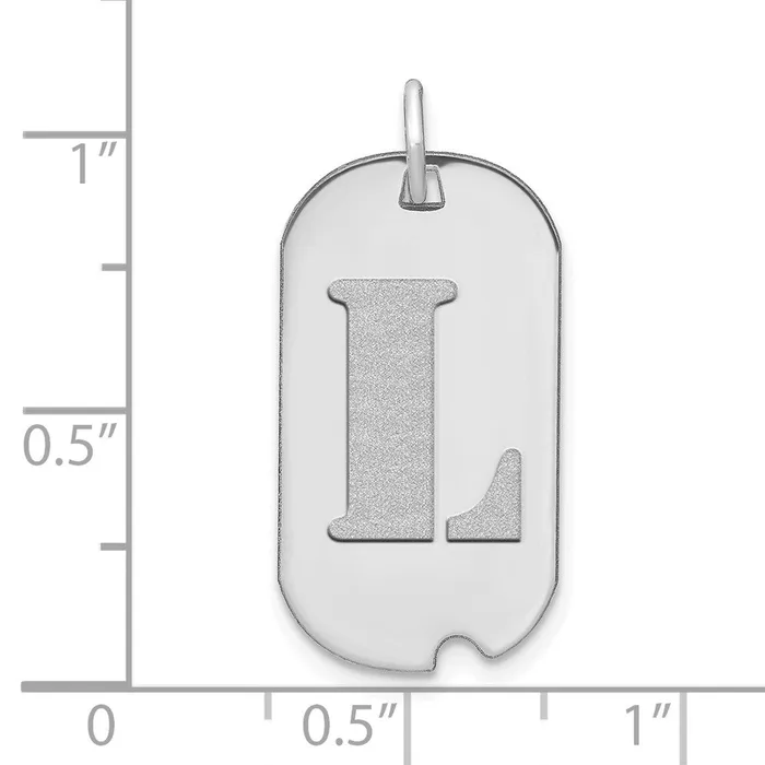 14k White Gold Polished Letter L Initial Dog Tag Pendant TreasureFineJewelers Necklaces